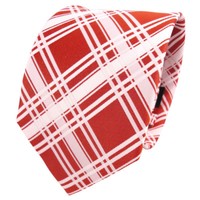 Tigertie Designer Seidenkrawatte Orange Reinorange Weiß Kariert - Krawatte Seide