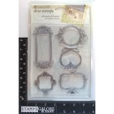 AUTUMN LEAVES Rubber Stamps ACRYLIC Cling WHIMSICAL FRAMES FLOURISH SET 5 BIN-U