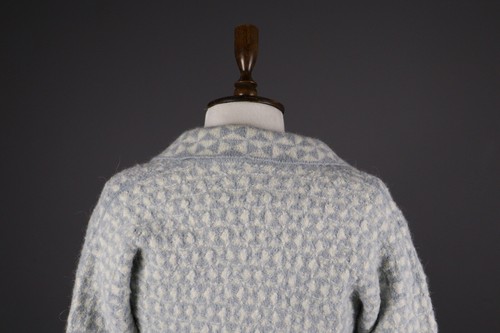 OLEANA Espeland White Geometric Alpaca Knit Coat Size M - Picture 5 of 9