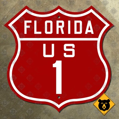 Florida US Route 1 road sign Overseas Highway marker Key West Miami 24x24