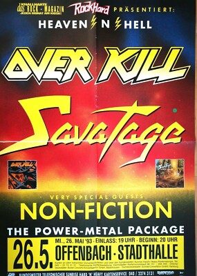 SAVATAGE - OVERKILL  1993 OFFENBACH - orig. Concert Poster - DIN A1 - F/U 662