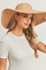 MIZ FASHION Women's Natural Handmade Solid Color Floppy Resort Beach Sun Hat