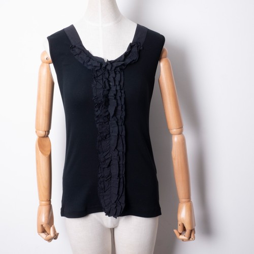FABIANA FILIPPI Women's Crew Neck Sleeveless Tank-Top Black T-Shirt Size S