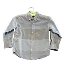 Calvin Klein Jeans Boys SIZE M 5 Long Sleeve Button Down Shirt Blue On Blue