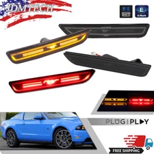 Upgrade-Pony Amber Red LED F & R Side Marker Lights Smoke For Ford Mustang 10-14
