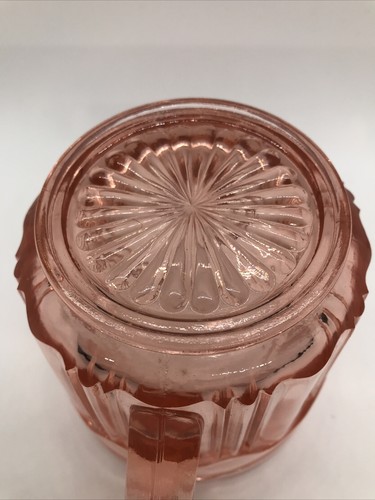 Cuenco de vidrio rosa pastel vintage de la depresión taza soporte cuchara postre fruta azúcar - Imagen 5 de 7