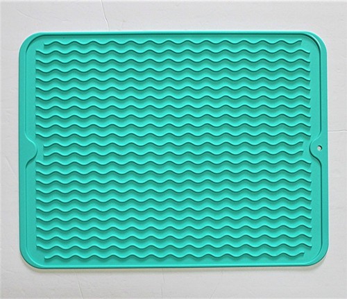 Mint Green Silicone Drying Mat 16"x12" Grooved Heat-Resistant Non-Slip BPA-Free - Bild 4 von 4