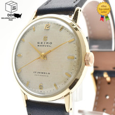 [Exc+5 con correa nueva] Reloj SEIKO Marvel J13003 esfera blanca caja oro 14K 17J JAPÓN