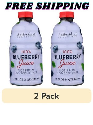 (2 pack) Antioxidant Solutions 100% Blueberry Juice Not from Concentrate...