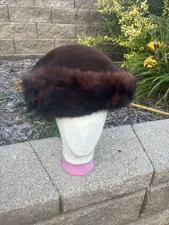 Fluffy And Beautiful Dark Brown Fur Hat Vintage 