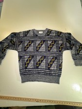 Vintage Grandpa Sweater Geometric Knit Sears Men s Store Size XL Made In Korea