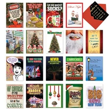 20 Assorted Funny Christmas Mixed Occasions Greeting Cards - Humorous Holidays