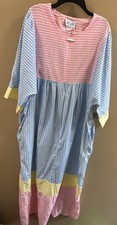 XL Leisure Life Housecoat Robe Color Block, 1/4 Zip Beach Front 70s Granny