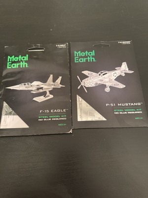 Metal Earth 3D Steel Model Kit Bundle Of 2 Planes - F-14 Eagle & P-51 Mustang