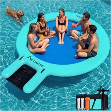 4/6/8/10/12FT Water Hammock Inflatable Floating Dock, Round Floating Ring Lake F
