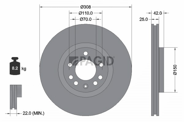 2X Pagid Bremsscheibe AußEnbelüFtet Ø308Mm FüR Opel Meriva B GroßRaumlimousine-image