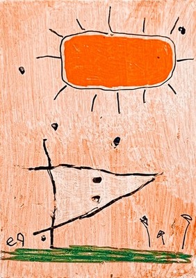 e9Art ACEO 'self portrait - an object of small consequence' childlike abstract