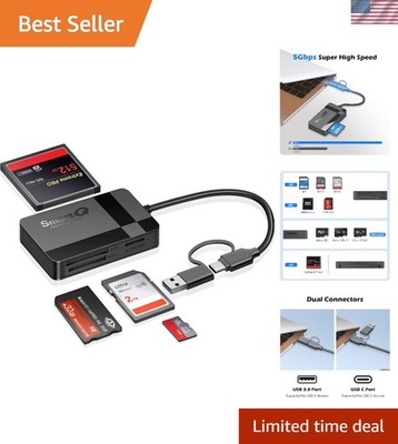 Multi-Card Reader for USB-C Devices - Supports SD, CF, Micro SD Formats