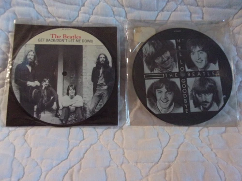 THE BEATLES 20TH ANNIVERSARY LOT OF 2 PICTURE DISCS 7" GET BACK + HELLO GOODBYE