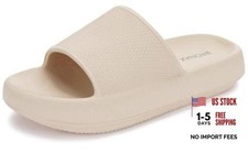 Cushioned Thick Sole Pillow Slippers for Women 9-10 Women/7.5-8.5 Men Khaki