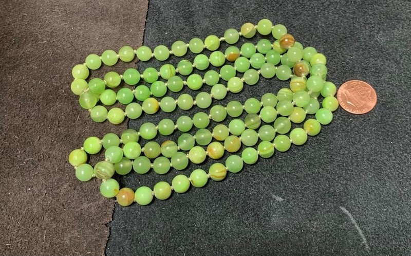 Hand knot 40"(108 beads) spring green quartz necklace/ $0.85 combine (z230-w3.5)