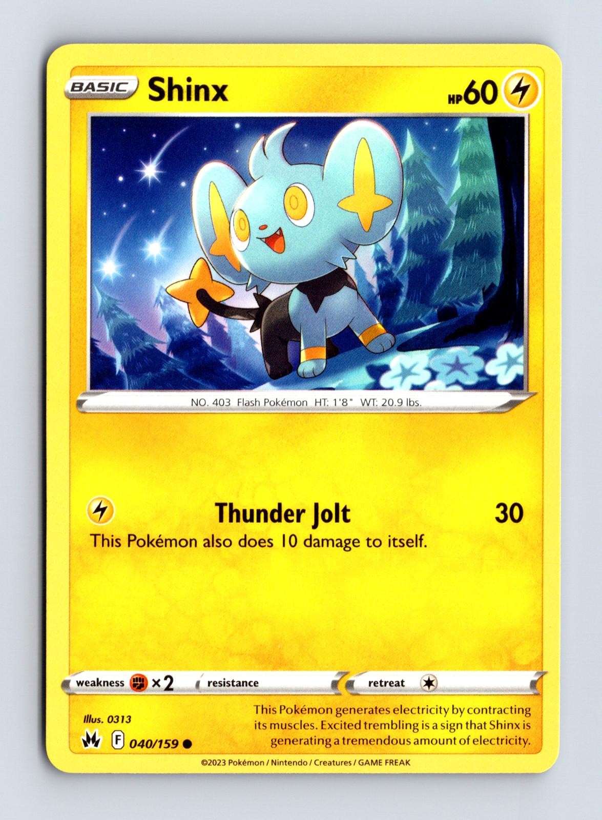 Shinx 040/159 Near Mint Common Crown Zenith Pokemon