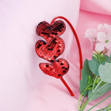 Valentine'S Day Heart Headband, Red Sequin Love Hair Band Hoop Glitter Heart Hai