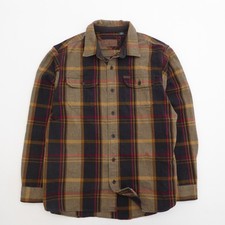 ORVIS Mens Big Bear Heavyweight Flannel Long Sleeve Brown Plaid Shirt XL