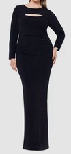 X By Xscape Women's Black Long-Sleeve Cutout Glitter-Knit Dress Plus Size 14W