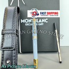 BID NOW MB 163 Light Blue Rollerball Gold Trim Leather Case — photo 7