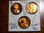 Lustrous RED Cartwheel Gem+ Brilliant Unc. 1950PDS Lincoln Penny Year Set L1