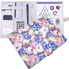 Floral 10"x13" 1" 3-Ring Portfolio Binder Padfolio Document Organizer Card Slots