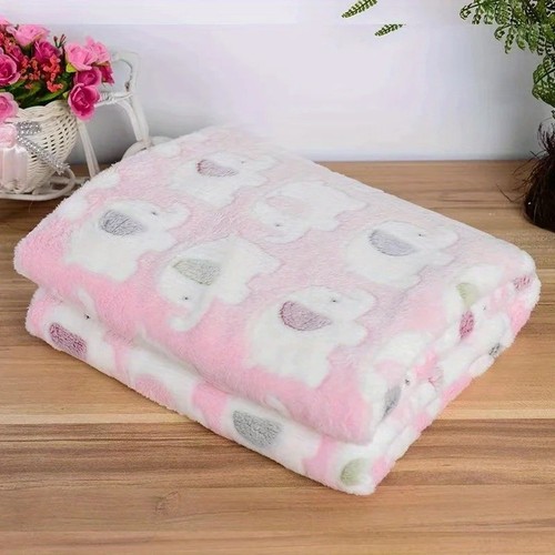 Baby Blanket Soft Fleece Elephant Pink Blue Newborn Pram Cot Car Girl Boy