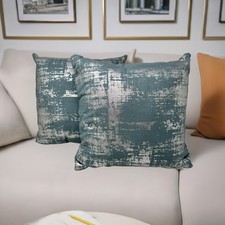 Dekokissen 2-er Set Blue/Silber 40x40 cm mit Füllung Sofakissen Zierkissen