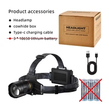 Powerful XHP360 36-Core Headlamp Flashlight 18650 Rechargeable ZOOM Head Flashli