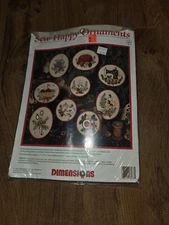 Vtg Dimensions SEW HAPPY Ornaments Crewel Embroidery Kit #8078 Set of 9 NIP