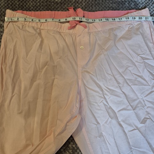 J Crew Women Pajama Set Pink Piping Cotton Size 2X Short Sleeve Cropped Retro - Picture 2 of 9
