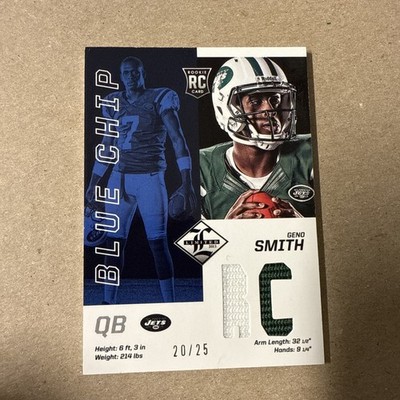 2013 Panini Limited Blue Chip Jerseys 20/25 Geno Smith #11 Rookie RC Worn