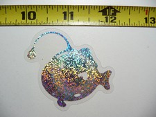 HOLOGRAPHIC ANGLER FISH SMALL STICKER DECAL OCEAN SEA LIFE SPARKLE