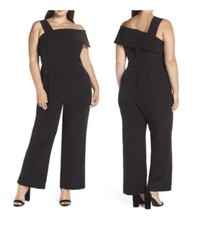 Eliza J. Asymmetrical NecklineSleeveless Black DressyJumpsuit Size 22W