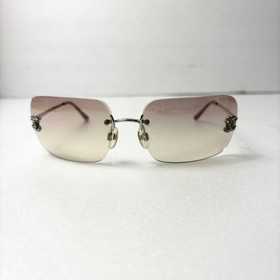 CHANEL 4017D Y2K Vintage Rimless Sunglasses Rhinestone Coco Mark