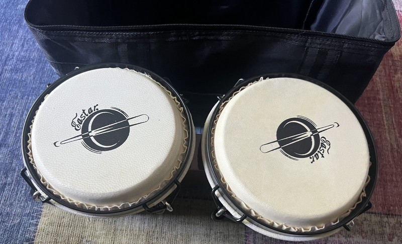 Eastar EBO-1 6'' and 7'' Bongo Drum Set - Dark Red with carrying case New