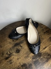 Cole Haan Women  s Black Leather Ballet Flats Kiera Shoes Size 8 B Bow Detail