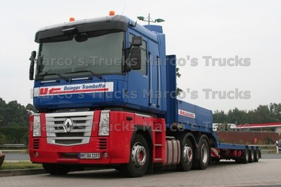 LKW Foto Renault Magnum Plattformanhänger Deutschland blau UT Usinger-Tro #m8mj
