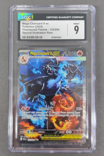 CGC 9 Mega Charizard X ex 2025 Pokemon English Phantasmal Flames 125/094 Rare