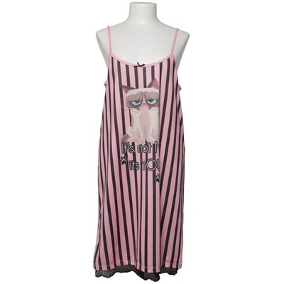 Grumpy Cat, Nachtkleid, Größe: L, Pink/Schwarz/Mehrfarbig #E2L