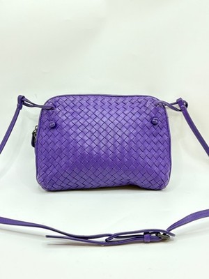 Baotega Veneta Purple Knitted Sheepskin Shoulder Bag Size 25 * 4 * 19 cm