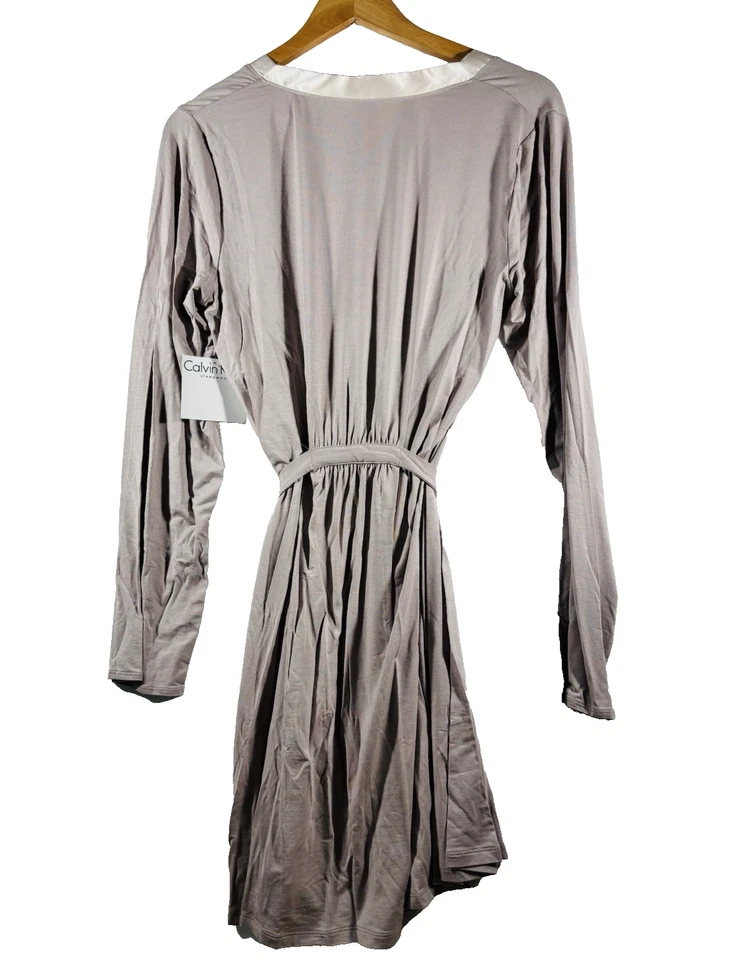 Bata para mujer Calvin Klein Md/Lg gris/beige modal marfil satinado nueva con etiquetas Foto 2 de 4