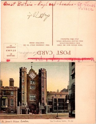 St Jamess Palace Postcard London The Woodbury Series No 730 Vintage Handwritten