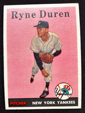 1958 Topps Baseball Ryne Duren RC Rookie Card #296 EX-NM. rookie card picture